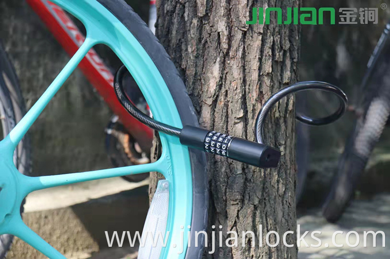 2021 new arrival Bicycle Lock Double Security Combination Lock with Key 4 digit Combination Cable Lock + 2 Brass Keys